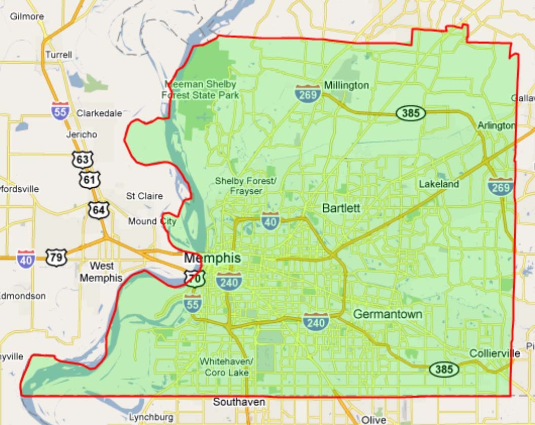 Areas we serve in Shelby county map
