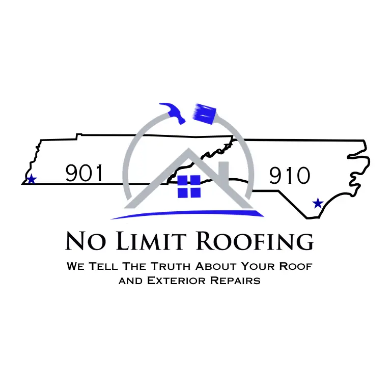 Memphis, TN and Wilmington, NC map with No Limit Roofing Logo "We Tell The Truth About Your Roof"