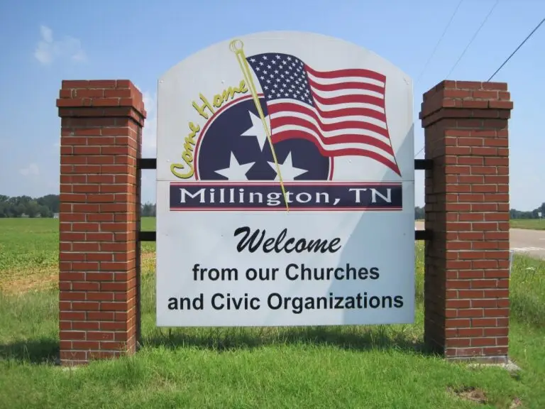 Millington city sign for No Limit Roofing gutters, exterior home repairs and improvements, roofing, and storm damage in Millington, tn