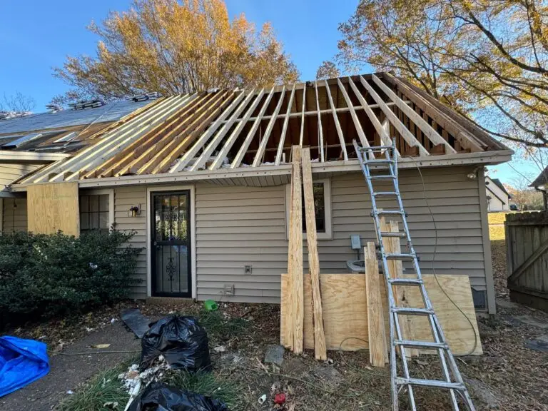 reframing roof after storm caused tree to hit house